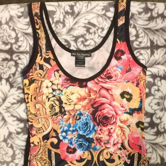 See You Monday- Medium, Floral Bodysuit - Picture 3 of 3